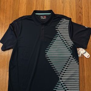 Fila Men's Polo Shirt with Navy and White Stripes